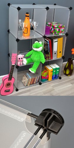 Büro Flur Regal Schrank Steckregal Wandregal Bücherregal in Weiß Transparent - 4