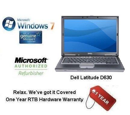 Dell Latitude D630 Laptop Windows 7 Professional Core 2 Duo 2 2GHz 4GB RAM 160GB HDD DVDRW 1 year RTB hardware warranty Dell Latitude D630 Laptop Windows 7 Professional Core 2 Duo 2 2GHz 4GB RAM 160GB HDD DVDRW 1 year RTB hardware warranty