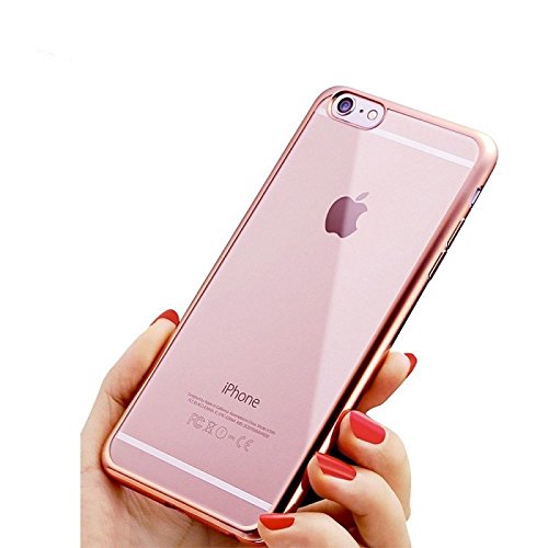 Funda Carcasa Gel Transparente Para Iphone 6   Iphone 6s Ultra Fina 0 33mm  Silicona TPU De Alta Resistencia Y Flexibilidad  Borde Rosa 