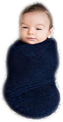 Newborn Infant Baby Photography Props Wrap Unisex Elastic Background Nylon Cloth Yarn Blanket (Navy Blue)