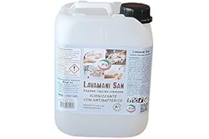 PIP PRODOTTI INNOVATIVI PROFESSIONALI PIP Sapone Cremoso Igienizzante con Antibatterico Lavamani San, Tanica UN LT.5 = Kg. 5,25, PH Fisiologico, Protezione Mani, Idoneo HACCP, Ricarica Risparmio
