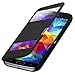 Produktbild Q1 Flip Cover Tasche Samsung Galaxy S5 Mini SM-G800/S5 mini Duos G800H/DS Schutz Hülle Handytasche Klapptasche Bookcase Buchtasche Case Schwarz + mit Sichtfenster + Fol