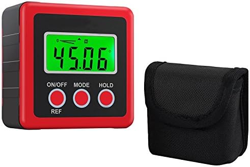 Sasonco Digital Spirit Level Protractor Inclinometer Gauge Precision Digital Spirit Level Magnetic with Illuminated Display with Belt Pouch