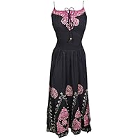 Mogul Interior Womens Dresses Beach Party Black Batik Strapy Maxi Dress M