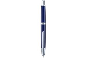 WIKULT Jinhao 10 Press Fountain Pen with Box, Dark Blue Retractable Medium Nib with Ink Converter Set (Silver Clip)