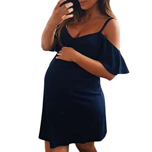 Preisvergleich Produktbild Yesmile Damen Schwanger Kleid, Schwangerschaft Umstandsmode Schwangerschaftsshirt Umstandsshirt Mode Schwanger Rüschen Sterben Mutter Schaftsfestes Camis Kleid Schließen