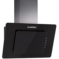 Klarstein Lorea - Hotte aspirante, Hotte aspirante Murale, Évacuation/Recyclage, 3 Niveaux de Performance, Évacuation d'air Max: 290 m³/h,Verre, Commande Tactile, Montage Mural, Noir