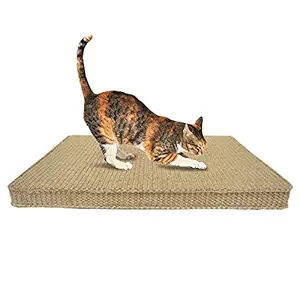 Mats Avenue Multi Use Cat Scratch Pad Heavy Duty Made of Thin Jute and Wooden Core Honey Color 34 X 23.5 cm Set of 1