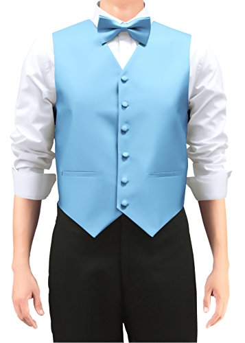 Retreez Mens Solid Color Woven Waistcoat With Tie Bow Tie