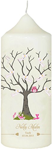 Kerze für die Taufe Taufkerze mit eigenem Namen und Datum (Motiv 13) Weiß