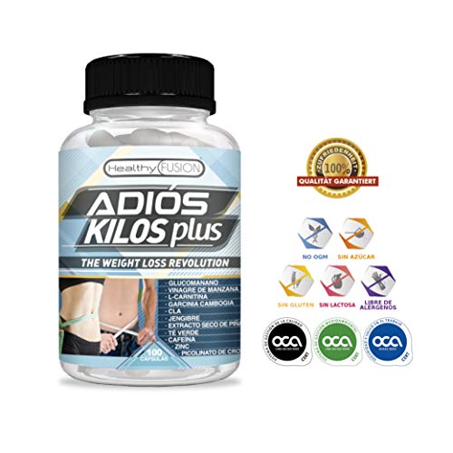 ADIÓS KILOS PLUS  La Revolución en Pérdida de Peso - Potente e Innovador Adelgazante  Reductor del Apetito  Quemagrasas Eficaz  Estimulante Natural del Metabolismo  100 caps. 100% vegetales