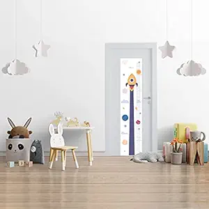 Life N Colors Cute Rocket Theme Height Chart DIY Wall Sticker for Kids Room, Self-Adhesive Wallpaper, Easy to Apply and Beautiful, 68 Inches Height