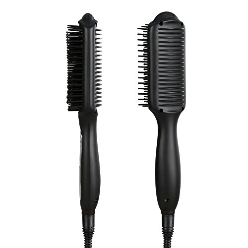 Euph Haarglätter 3-in-1 Haarglätter-Bürste Anion Instant-Magie gerade Haar Styling Haarbürste Hair Brush Anti Static Keramik Heizung Airstyler Comb-Farbe Auswahl (Schwarz) - 3