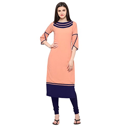 Shopping Queen Peach Color Faux Georgette Casual Solid Straight Kurta… RS.599 (80.00% Off) - Amazon