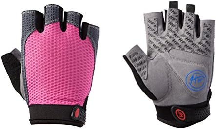 Shangpu123 Fitness Gloves Outdoor Sports Riding Gloves Unisex Half Finger Cuffs Back Ice Silk Fabric Breathable Comfort Multi-Color Optional,Pink,L