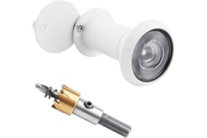 Tahikem Door Viewer Peephole, Door Viewers with 0.63inch/16mm Drill Bit Kit, Fits 1-3/8" to 2-1/4" Front Door, 200 Degree Wide Angle Peep Eye Hole, Anti Peeping Reverse Privacy Covers - Matte White
