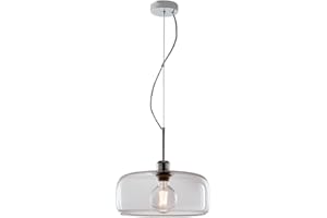 LEOLUX Muse Clear Lampadario In Vetro Trasparente A Sospensione Con Altezza Regolabile E Facile Da Montare Al Soffitto | Ideale Come Lampadario Soggiorno, Cucina (Trasparente)