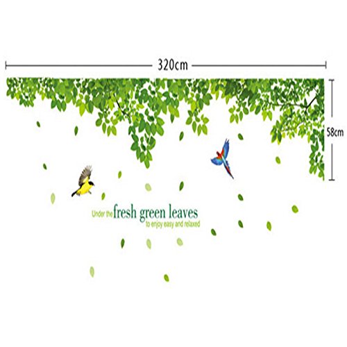 SmartLegend Abnehmbare Wandsticker Wandtattoo Größe: (90cm*60cm) x2 Home Dekoration Wohnzimmer Schlafzimmer Wald Blättern Sommer Romantik - 5