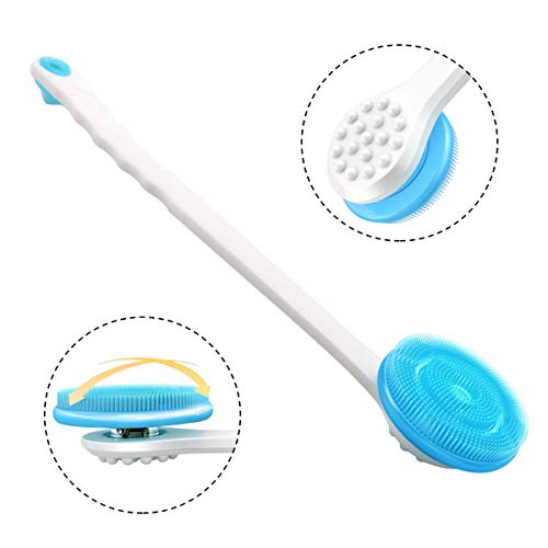 weikin Cuerpo Cepillo, Cepillo de baño de silicona, Cerdas Ultra Suaves y Mango Largo (37 cm), Cepillo Espalda Ducha, Limpiar Espalda y Euerpo, Exfoliación, Masajee, SPA