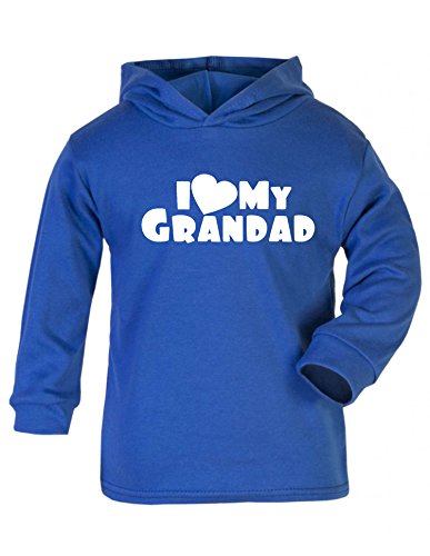 I Love My Grandad (Foo Design) Baby/kids Hoodie Royal Blue & White 1 - 2 Years