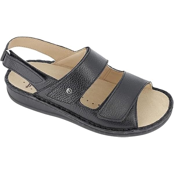 Sandalo Uomo HERGOS H441 In Pelle Di Cervo | Plantare Estraibile, Chiusura A Velcro | Comodo E Morbido, Nero