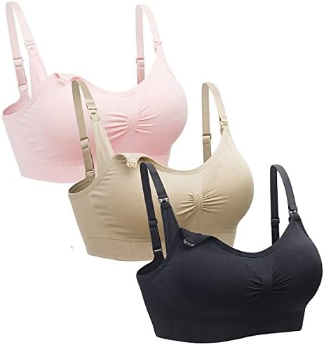 Women's Seamless Maternity Nursing Bra Bralette With Free Bra Extenders 3 Pack (XL)