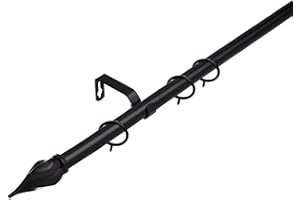 LISTER CARTWRIGHT 16-19 mm Extendable Metal Curtain Pole Rods Voile Easy Fitting Spiral Black 120-210 cm