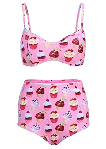 Rosa Cupcake catadióptricas fijar con alta cintura Vintage Bikini