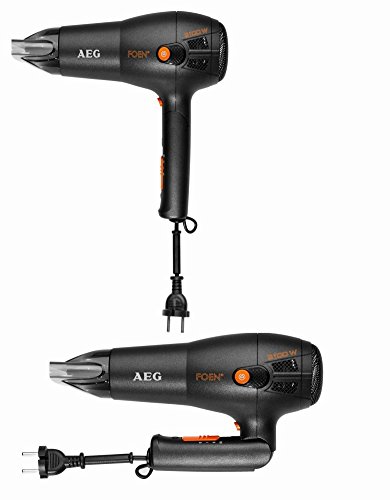 Ionen Haartrockner Formdüse Automatischer Kabeleinzug Klappbar Fön Haarfön Haar Föhn Haarföhn Haken (Leistungsstarke 2100 Watt, Schwarz/Orange) - 3