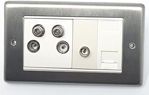 2 Sat -1 Tv - 1 Radio - 1 Return - 1 Slave Modules On a Double Satin Stainless Steel Plate