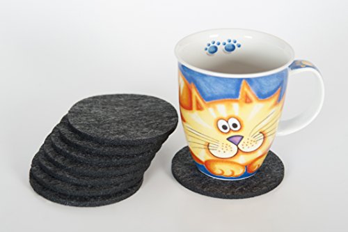 Superhome® Glas-Untersetzer 8-teiliges Set rund, Durchmesser 10cm 100% Polyester abwischbar, pflegeleicht, langlebig waschbar bei 30° Hochwertiges Tisch-Accessoire für drinnen und draußen (Anthrazith) - 4