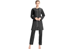 GZHOK 3 Pieces Burkini Women's Muslim Swimsuit with Full Coverage, Muslim Long Sleeves, Trousers, Hijab, Islamic Swimsuit, Three-Piece Swimsuit