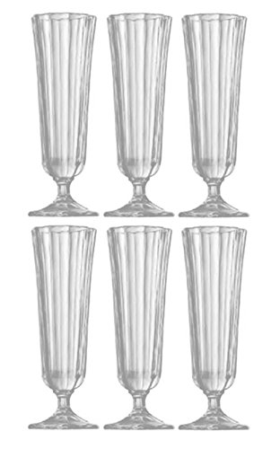 Juego de 6 Vintage cristal Footed champán francés champán de crist