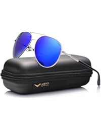 LUENX Aviator Polarizadas Gafas de sol estuche para gafas con para hombre – UV 400 protección colores espejo 60 mm