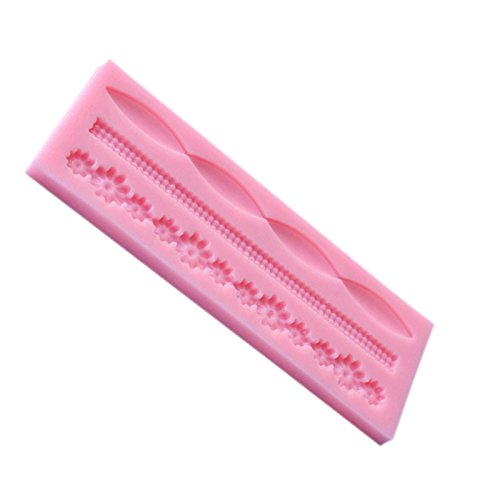 Gazechimp Silikon-Form für Fondant/Schokolade/Zuckerverzierung, für Cupcakes, Mehr Form – Rosa 3 Strings Blumen, 5,2 x 15,3 x 0,6 cm - 6