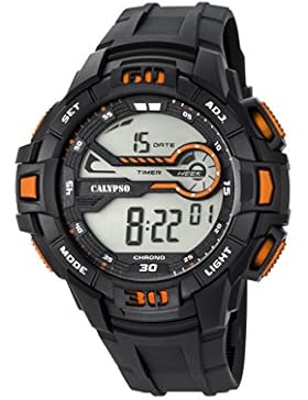 Calypso Herren Digitale Armbanduhr mit LCD Dial Digital Display und schwarz Kunststoff Gurt k5695/7