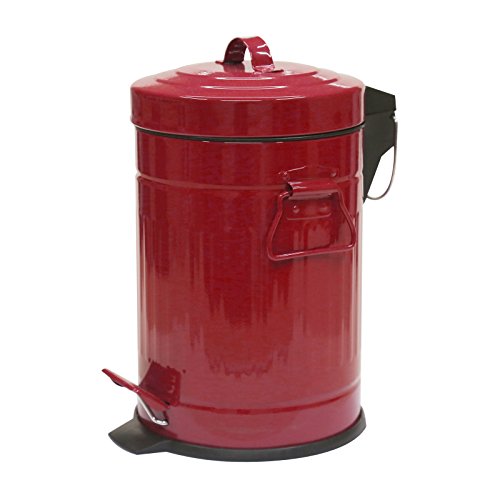 Tretabfalleimer – Retro Design – mit Absenkautomatik Bad-Abfalleimer – Tretmülleimer – Treteimer – Mülleimer – mit Deckel – Vintage – 3L – American Style – Edelstahl – Milumi Edition - 3