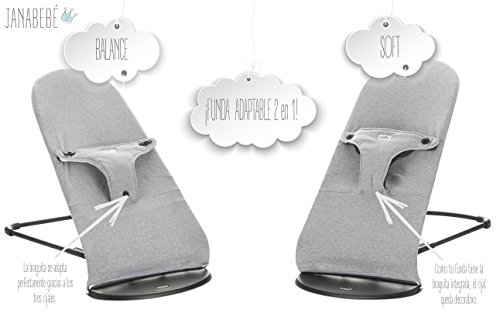 BEZUG FÜR BABYWIPPE BABYBJÖRN BALANCE BABYBJÖRN SOFT, STONE GREY JANABEBE® - 2