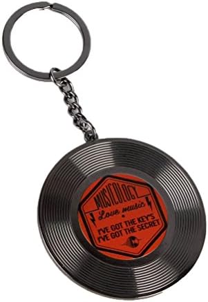 Musicology Black Retro Vinyl Metal Keyring/Keychain With Bright Orange Detail