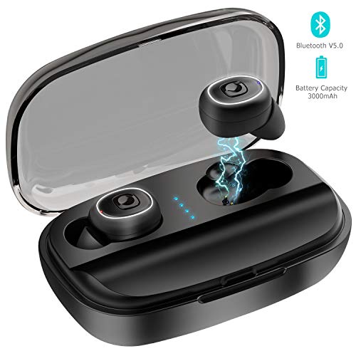 JPARR Ecouteur Bluetooth 5.0, Oreillettes Bluetooth sans Fil Sport 3000mAh Boîte de Charge IPX7 HiFi Stéréo CVC 8.0 Réduction du Bruit Casque avec Microphone HD, 120 Heures Paytime