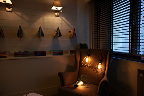 Filament Style Filament 004 französische Retro Loft Lampe Diamond #1 mit Textilkabel in blau Metall E27, 28 x 18 cm, bronze - 12