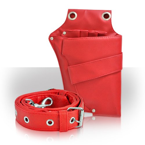 Roo Beauty Hairdressing Pouch, Scissor Holster with Belt, Hair Kit Accessories in Clipper Red