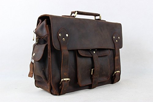 Jellybean Gorilla 14“ VINTAGE ECHT AKTENTASCHE AUS LEDER, KURIERTASCHE, LAPTOP TASCHE - 3