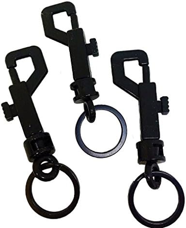 3 pcs Black Plastic Spring Snap Hook -With Black Key Ring