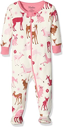 Hatley Baby Girls 0-24m Footed Coverall-Deer & Bunnies Footies, Off-White, 6-12 Months