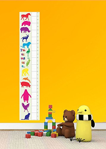 TALL AS ANIMALS PATTERN BEDROOM BOY GIRL KIDS TALL CANVAS HEIGHT CHART HC003