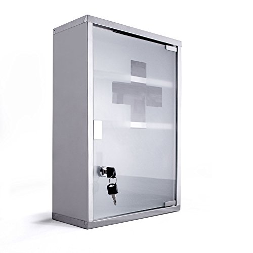Medizinschrank groß Edelstahl abschließbar 30x45x12cm Arzneischrank Medikamentenschrank Hausapotheke Erste Hilfe Schrank - 4