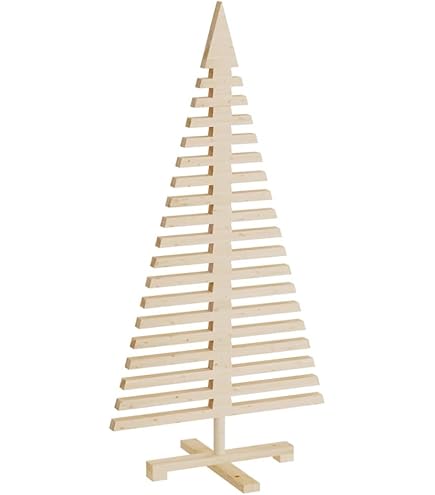 vidaXL Kerstbomen met standaard Naturel 120 cm Massief grenenhout, Moderne woonkamer, kunstkerstboom, feestelijke decoratie, seizoenseye-catcher, verstelbare takken, minimalistische den