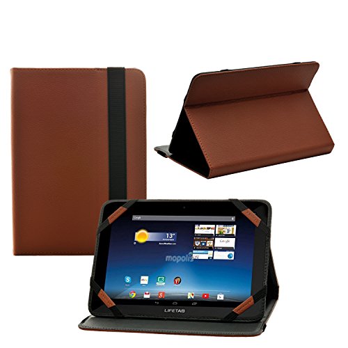 iProtect Kunstleder Tasche für MEDION LIFETAB Schutz Hülle Case mit Stylus PEN für S7851 MD 98675 7,85 Zoll braun