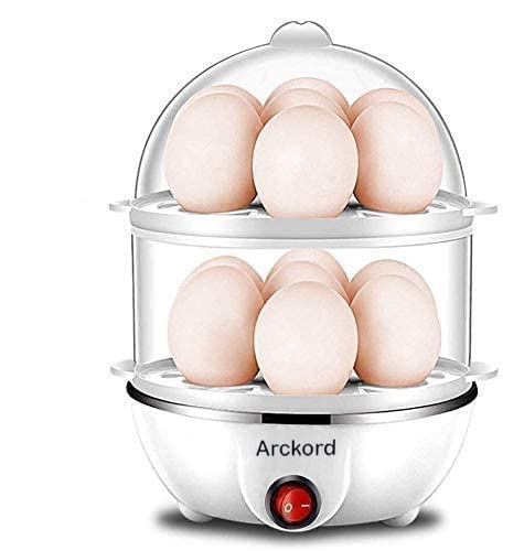 Arckord Multifunction Electric Egg Boiler Cooker and Steamer Automatic Off Egg Boiler Cooker Machine Ideal for Kitchen (Multicolor) (DOUBLE LAYER) Plastic 14 ounces (414 ml)
